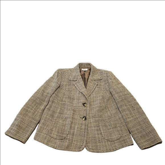 Women's Talbots Brown & Black Tweed Blazer Jacket 12W - Picture 3 of 9